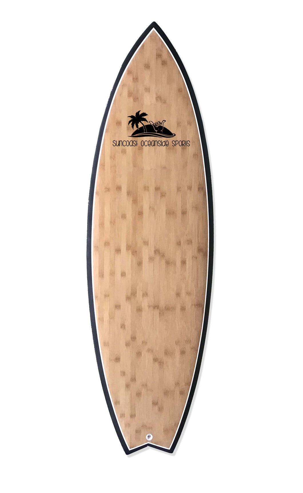 Epoxy Surfboard, Bamboo Top, Swallow Tail, 6'6